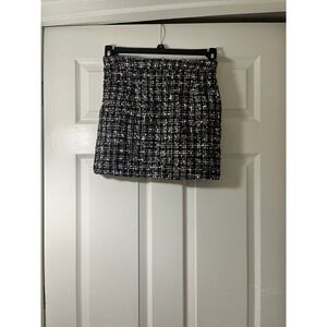 CBR Black Tweed Mini Skirt Pink White Accents High Waisted Size S K3089